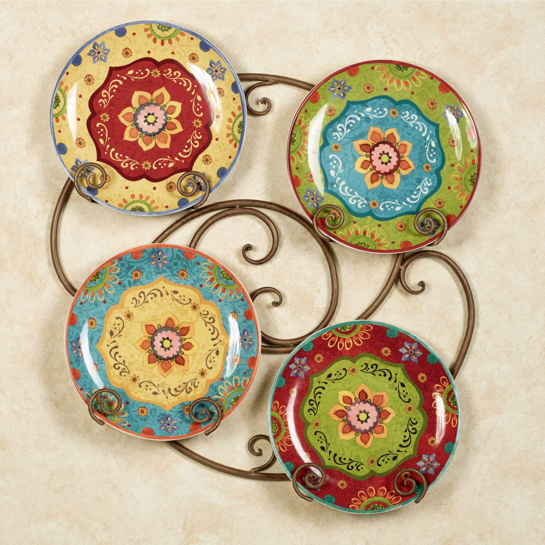 Certified International Tunisian Sunset Dinner Plates Multi Jewel Set of Four