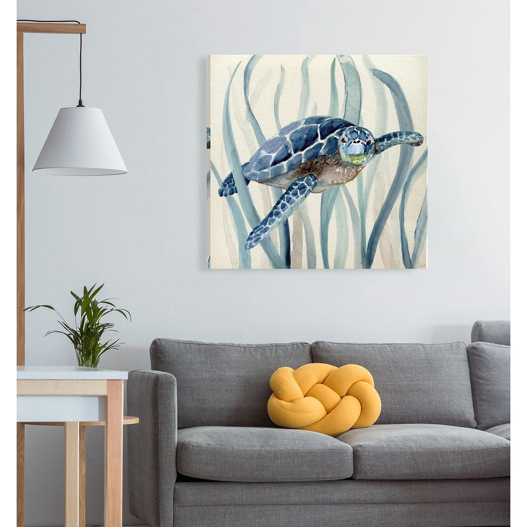 Wexford Home Turtle in Seagrass I -Gallery Wrapped Canvas - Yellow Blue Gen 40x40