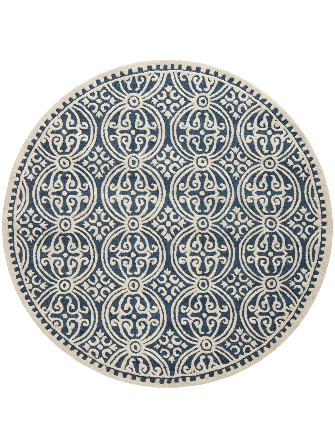 SAFAVIEH Cambridge Collection 4' Round Navy Blue/Ivory CAM123G Handmade Moroccan