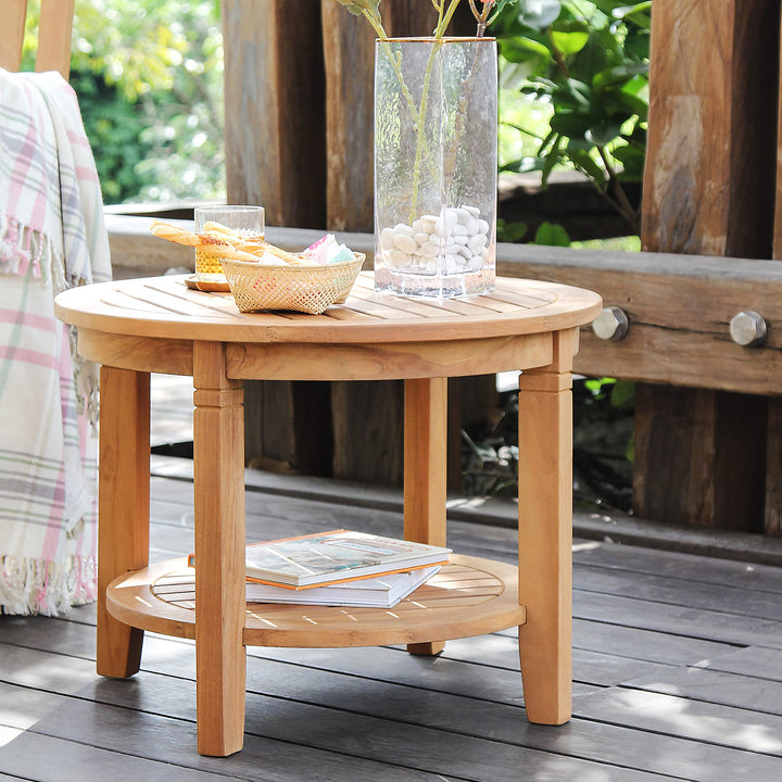 Cambridge Casual Arie Wood Patio Side Table Plantation Teak 24 Inch/Natural Teak 24" - Plantation Teak