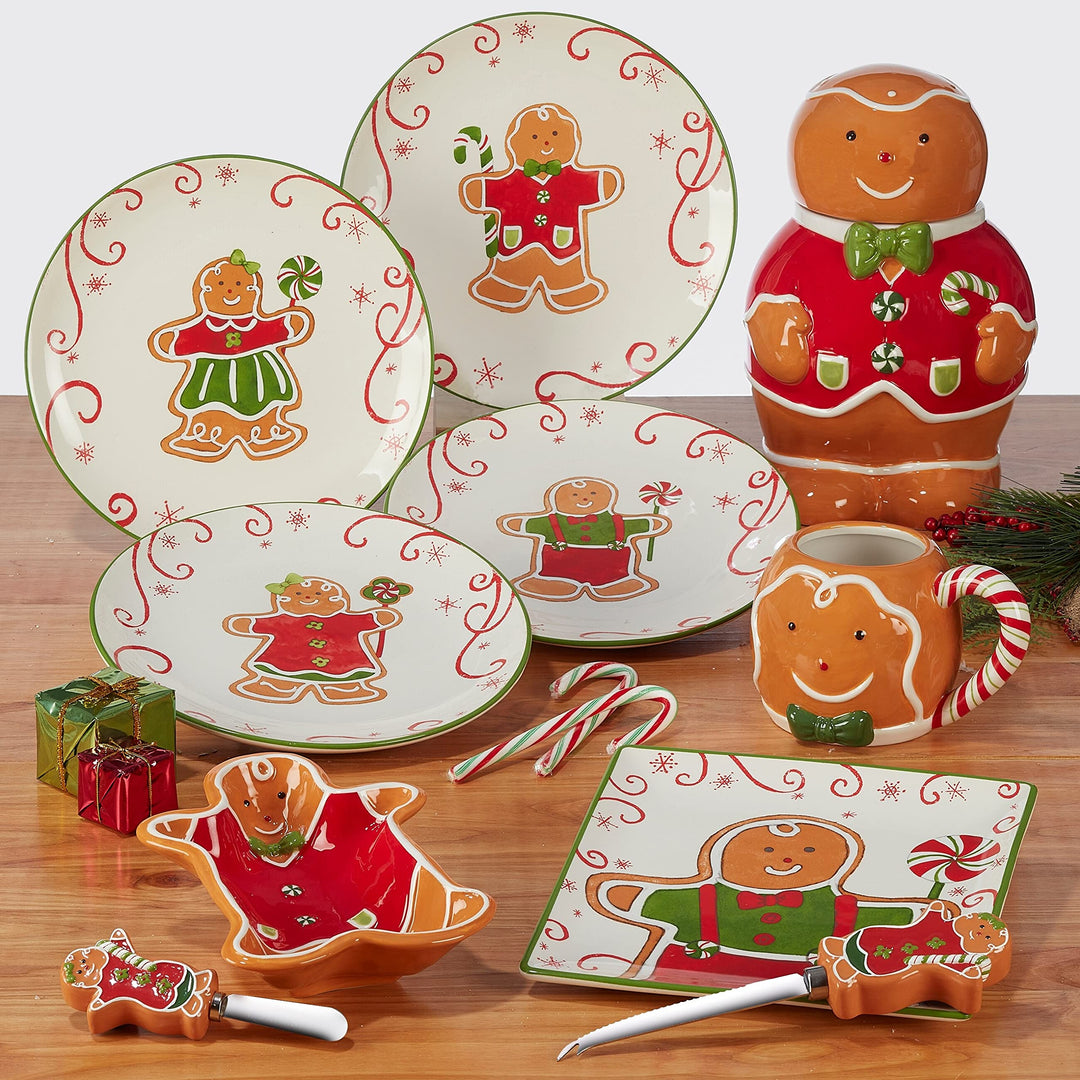 Holiday Magic Gingerbread 6" anape/Luncheon/Snack Plates Set of 4 Green Multi