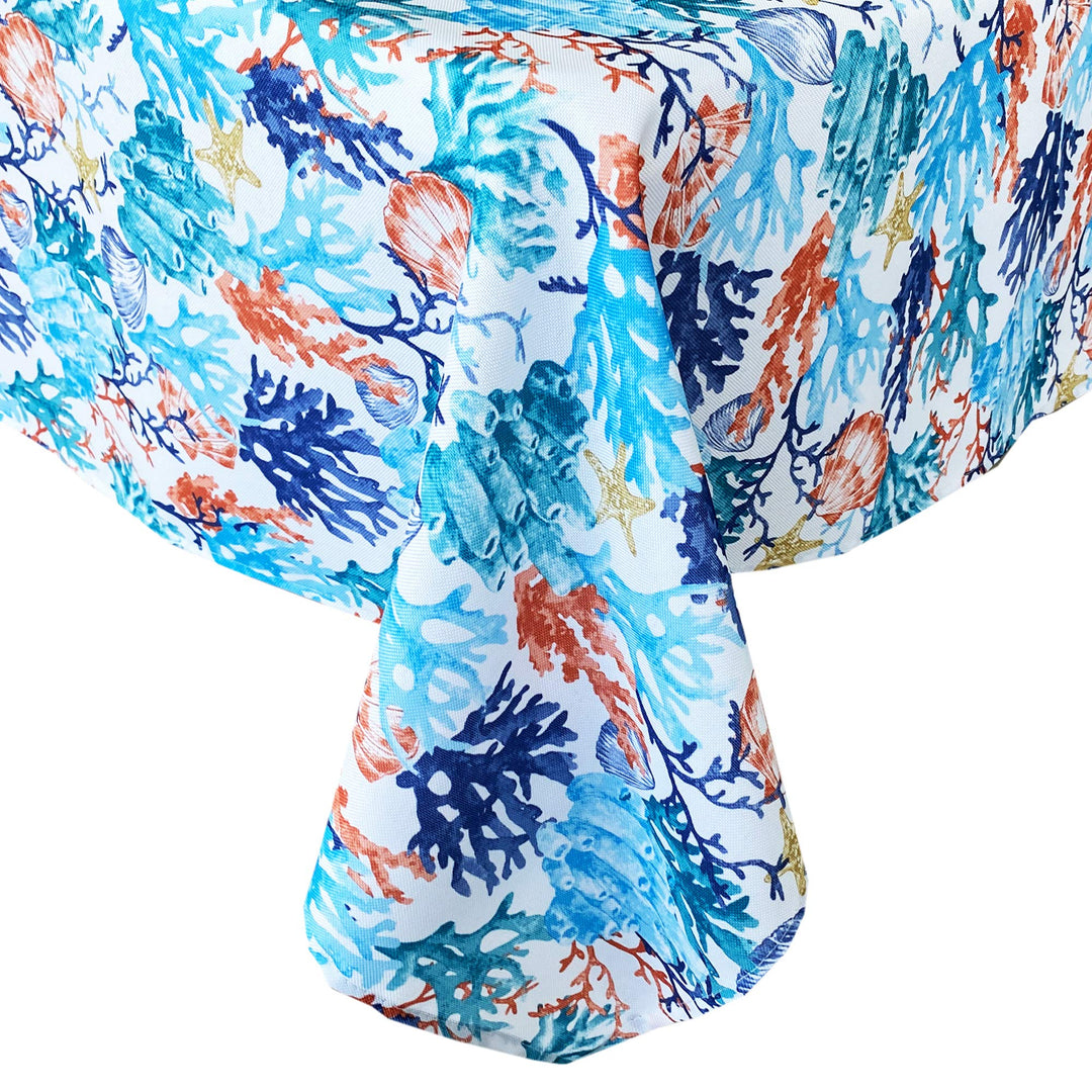 Lintex Coral Reef Heavy Weight Indoor/Outdoor Print Fabric Tablecloth - Blue and 60"x84"