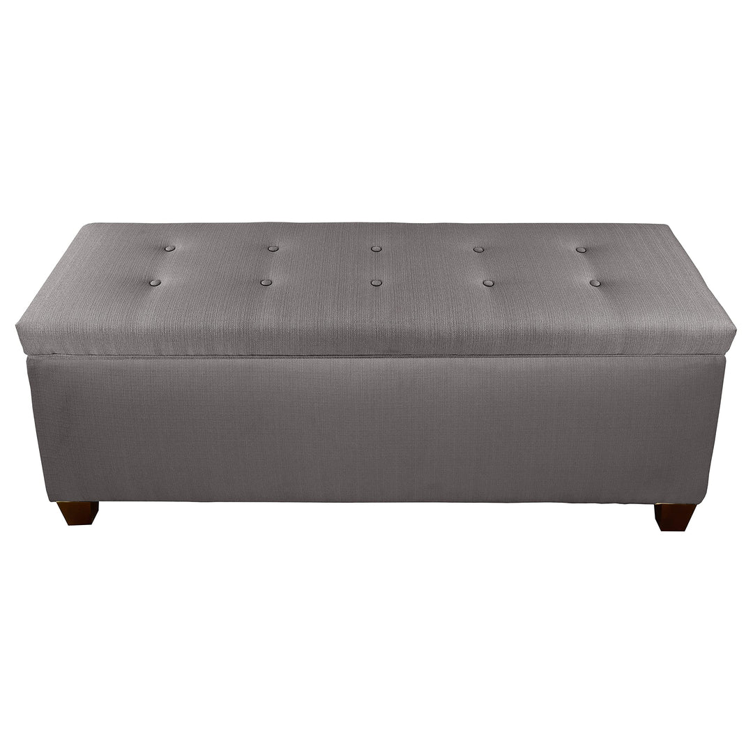 The Sole Secret Button Tufted Shoe Ottoman Storage Bench for Bedroom or Entryway Grey Large