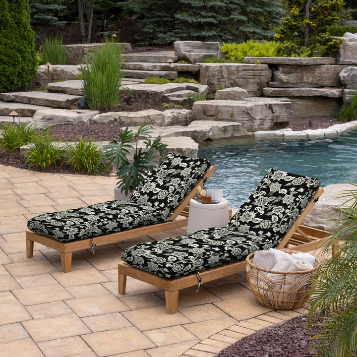 Arden Selections Outdoor Plush Modern Tufted Chaise Cushion 76 x 22 Water Ashland Jacobean