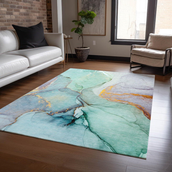 Machine Washable Indoor/ Outdoor Modern Abstract Chantille Rug