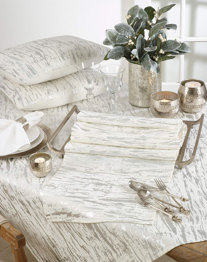 SAO LIFESTYLE Loretta Collection Distressed Foil Metallic Design Cotton Table