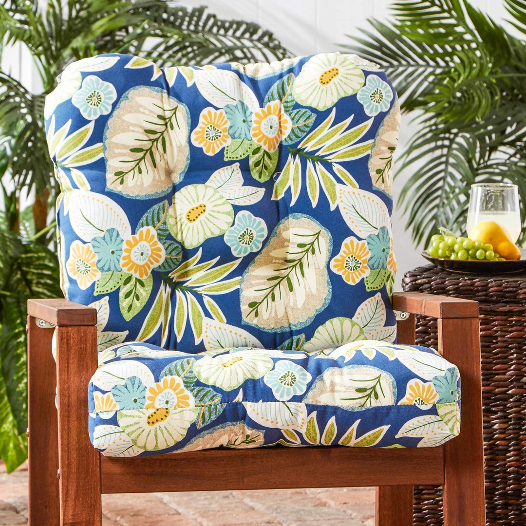 Crescent 21-inch X 42-inch Outdoor Seat/Back Chair Cushion Blue Multi Color