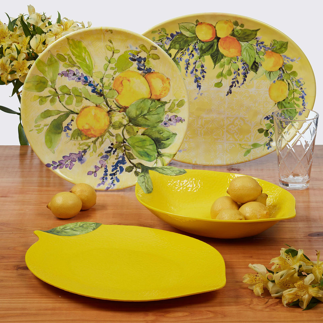 Certified International Zest 3-D Lemon 2 pc Melamine Hostess Serving Set