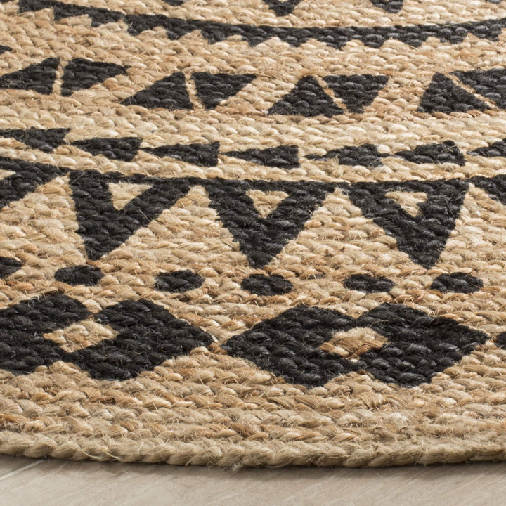 Black Jute Rug 3x3 Ft Natural Sisal Rug Seagrass Mat Geometric Carpet Round