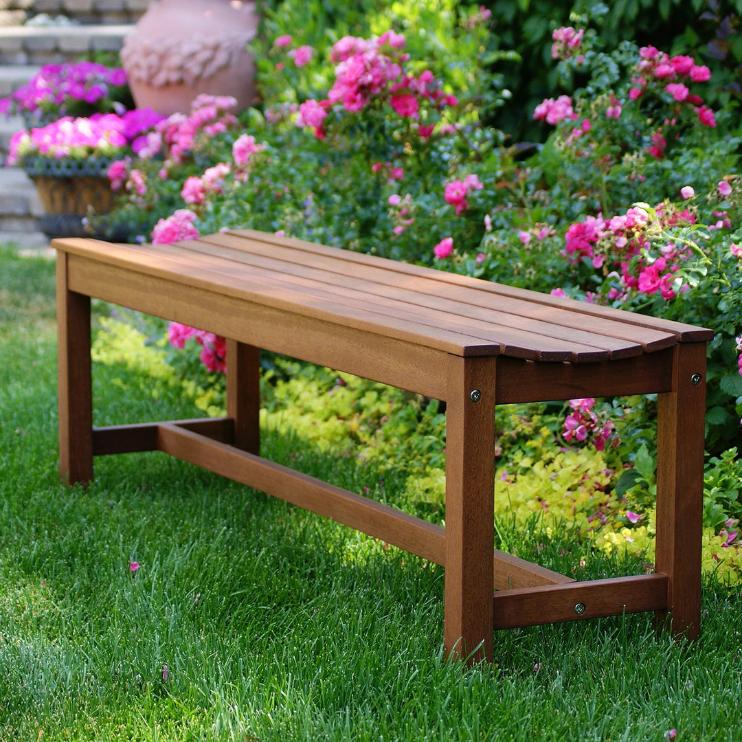 Eucalyptus 3-Person Backless Bench Brown Stained