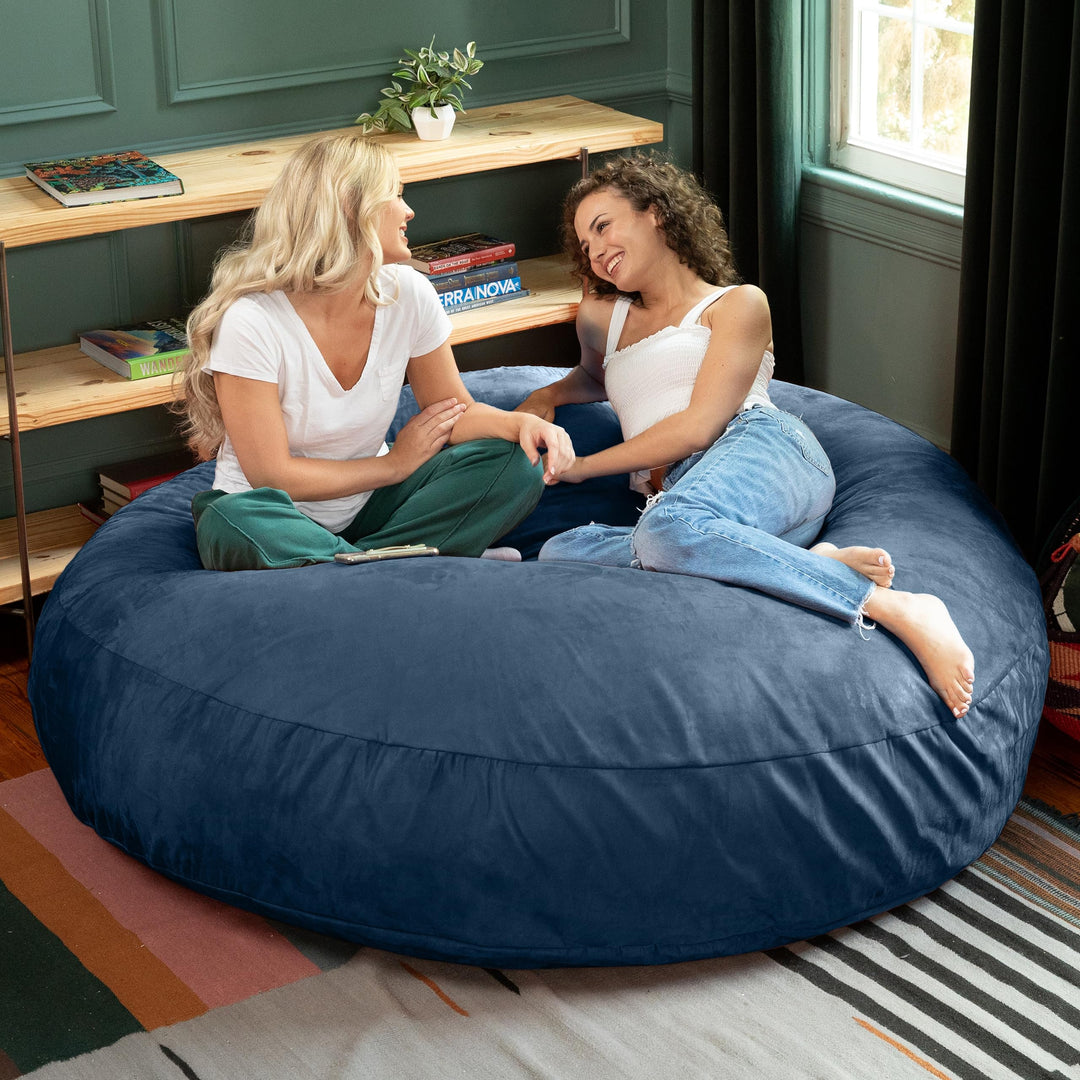 Jaxx 6 Foot Cocoon Large Bean Bag Chair for Adults Microsuede Navy