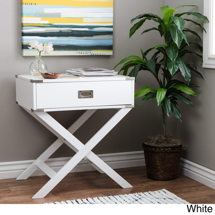 Inspire Q Kenton X Base Wood Campaign Table by Bold White Painted