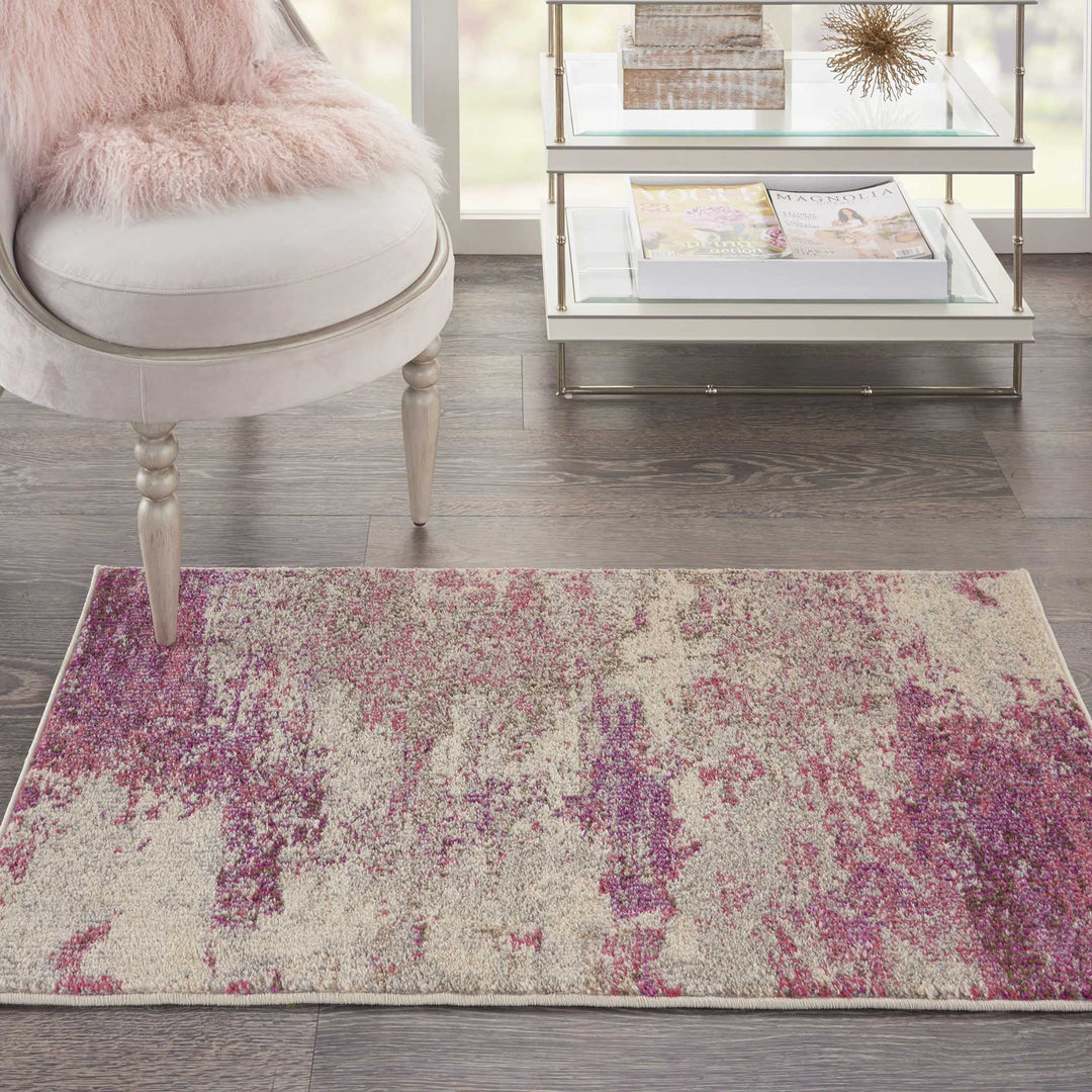 Nourison Celestial Modern Abstract Ivory/Pink 2'2" x 3'9" Area -Rug Easy 2'2" x 3'9" - Ivory/Pink