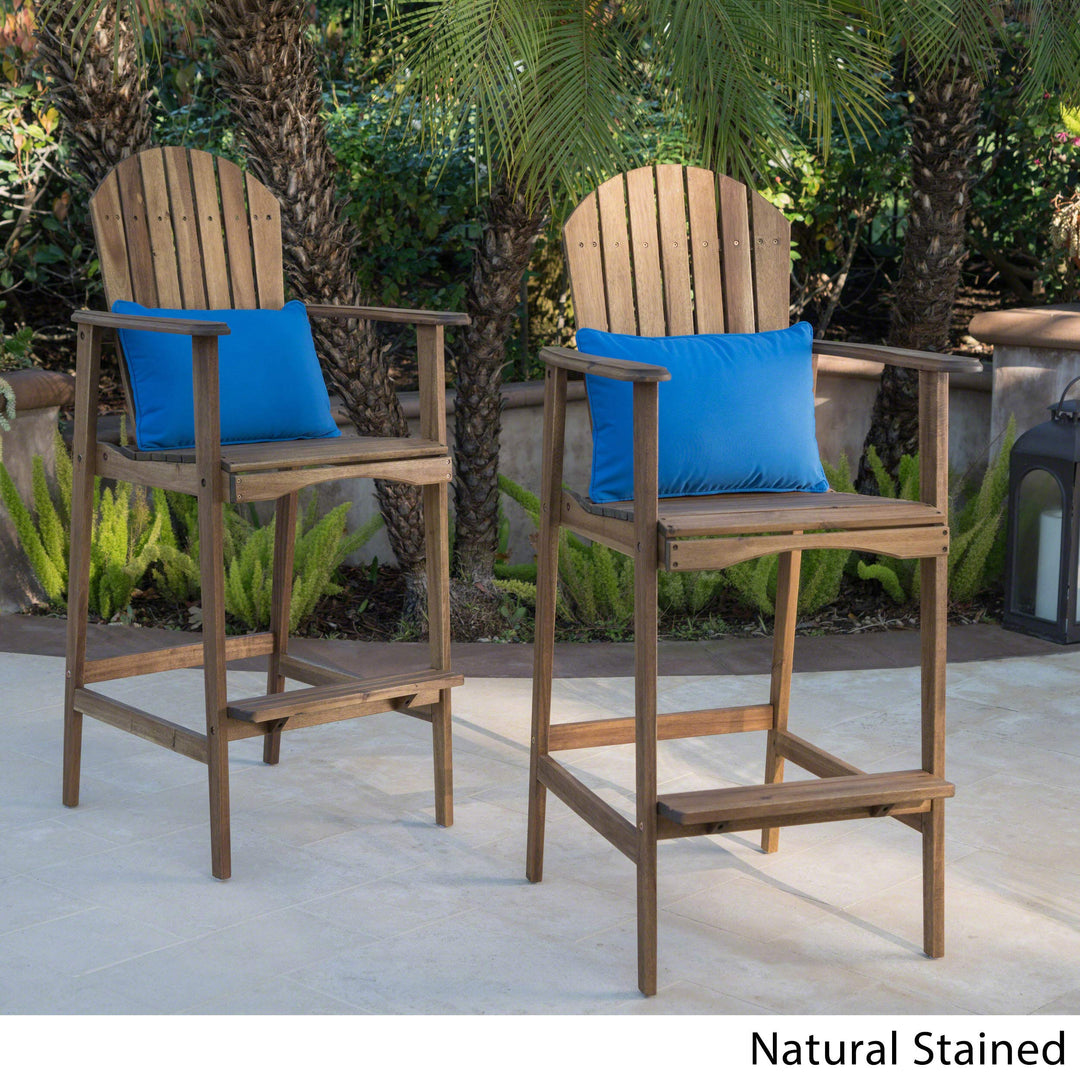 Christopher Knight Home Malibu Outdoor Acacia Wood Adirondack Barstools 2-Pcs Brown