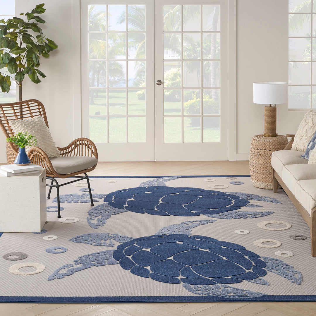 Nourison Aloha Indoor Outdoor Coastal Sea Turtles & Beach Area Rug