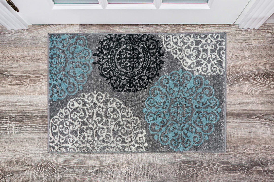 Rugshop Contemporary Modern Floral Perfect for high traffic areas of your Living 2' x 3' - Gray