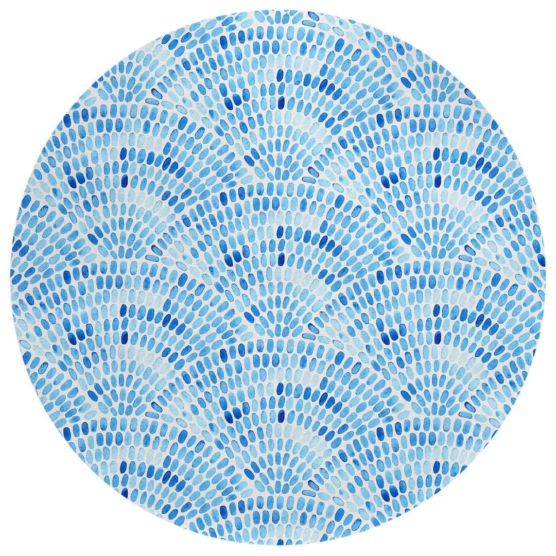 Addison Rugs Surfside ASR37 Blue 8' x 8' Indoor Outdoor Round Rug Easy Clean Blue - 8' x 8'