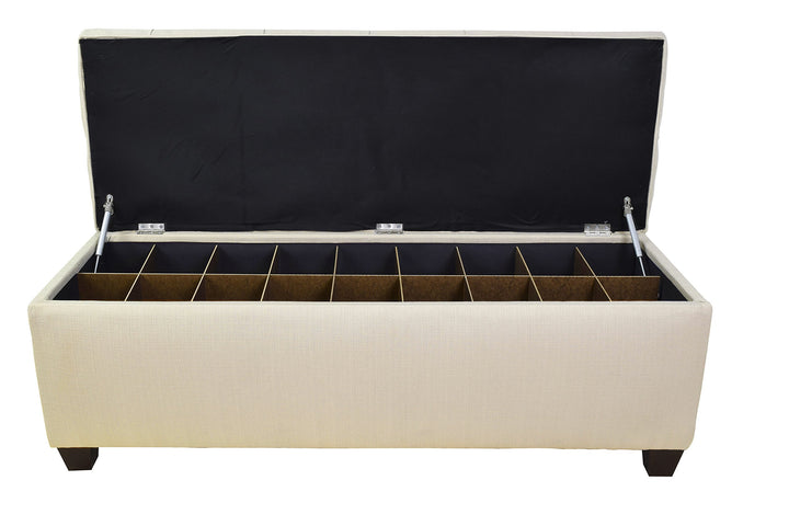 The Sole Secret Button Tufted Shoe Ottoman Storage Bench for Bedroom or Entryway Beige Large