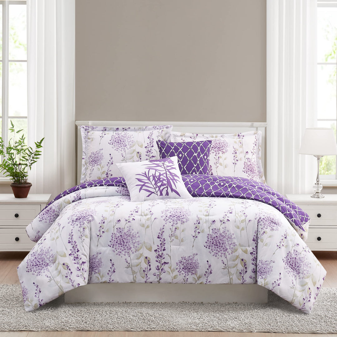 Boho Living Fresh Meadow 5-Piece King Comforter Set Lilac