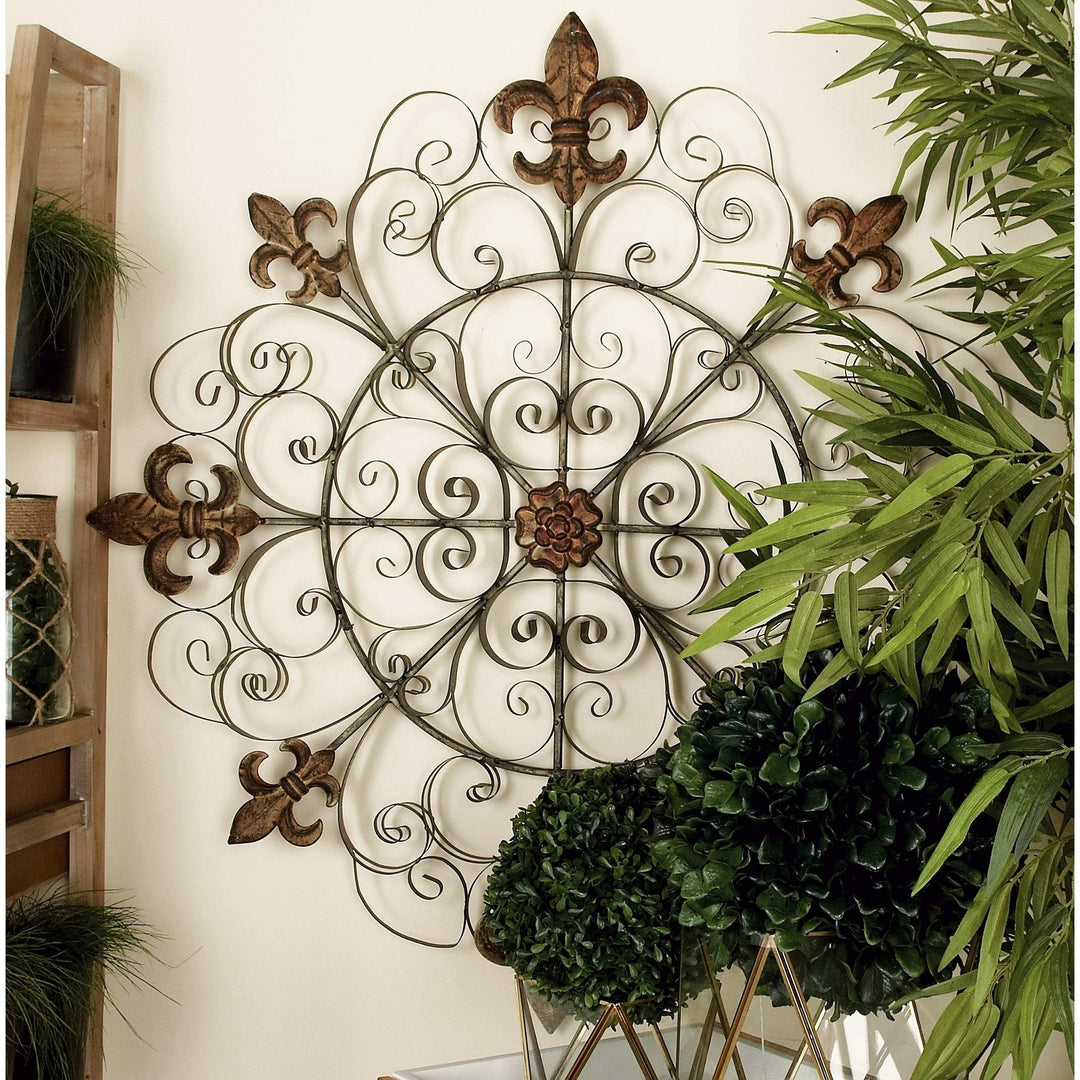 Metal Wall Decor Brown Traditional