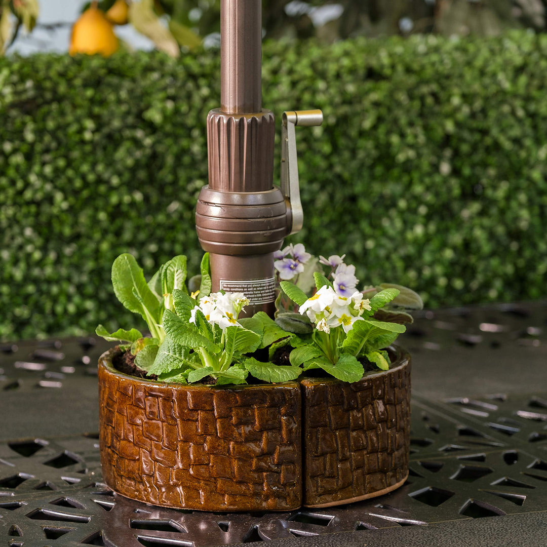 Alfresco Home Cobblestone Umbrella Planter Terra Brown