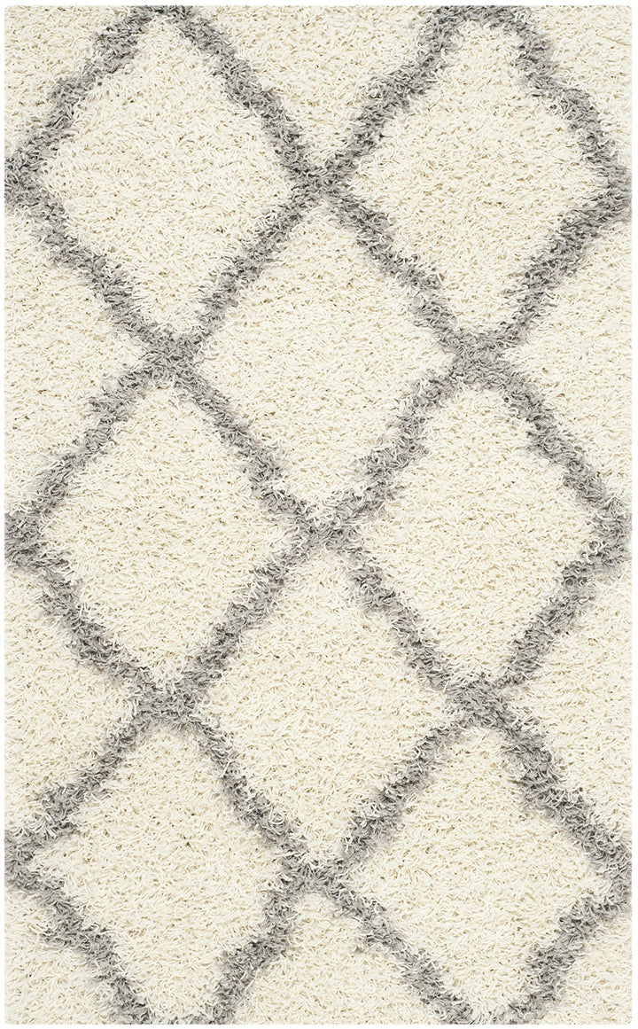 SAFAVIEH Dallas Shag Collection Accent Rug - 3' x 5' Ivory & Grey Trellis Design