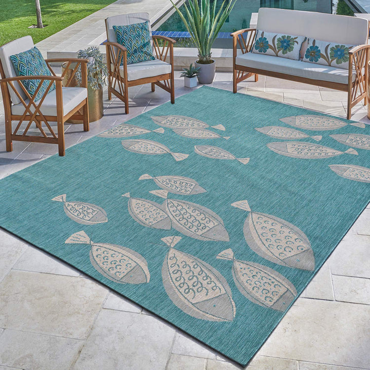 Gertmenian Indoor Outdoor Area Rug Classic Flatweave Washable Stain & UV