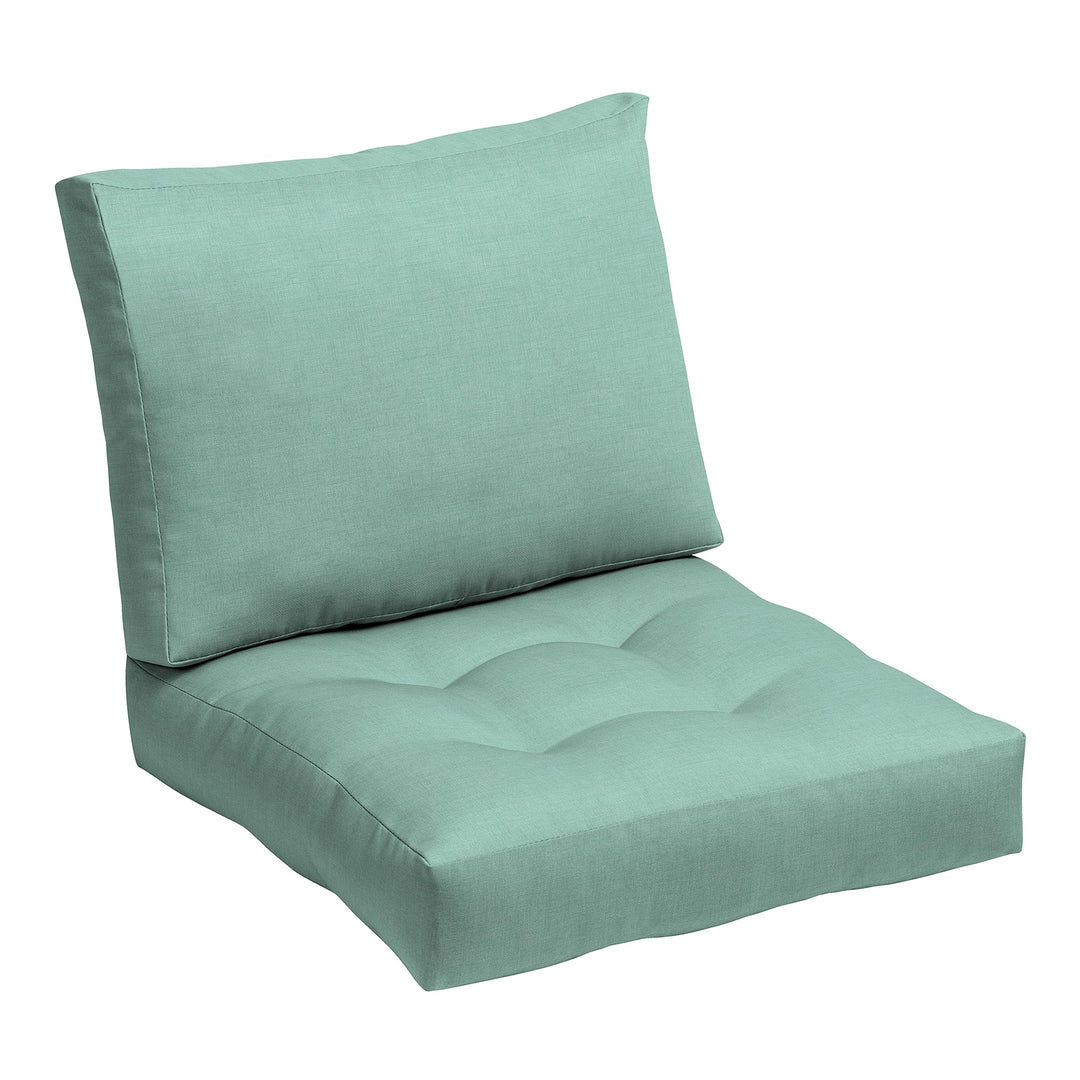 Arden Selections Outdoor Plush Modern Tufted Blowfill Deep Seat Set 24 x 24 Aqua Leala