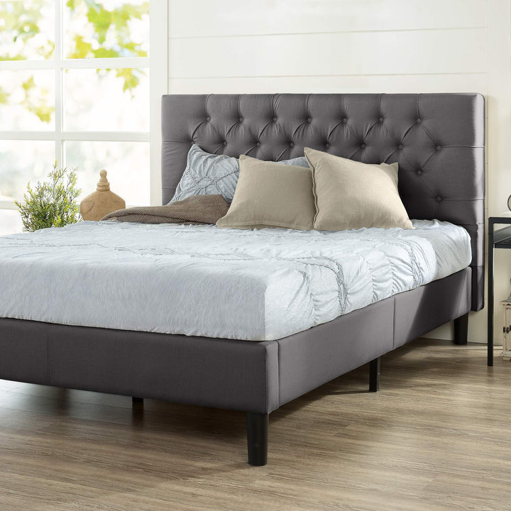 ZINUS Misty Upholstered Platform Bed Frame / Mattress Foundation / Wood Slat Grey - Queen