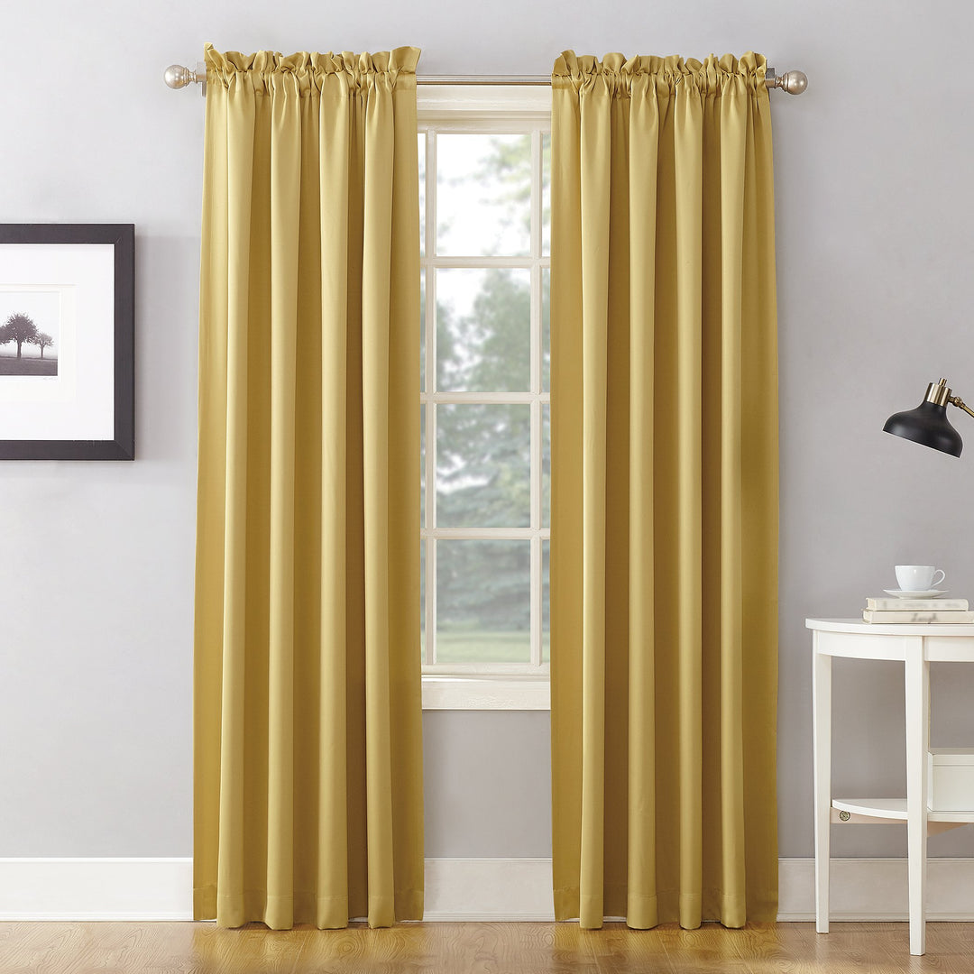 Sun Zero Barrow Energy Efficient Rod Pocket Curtain Single Panel 54 x 84 - Flax