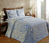 Better Trends 100% Cotton Chenille Bedspreads Queen Size Florence Collection Blue - Queen