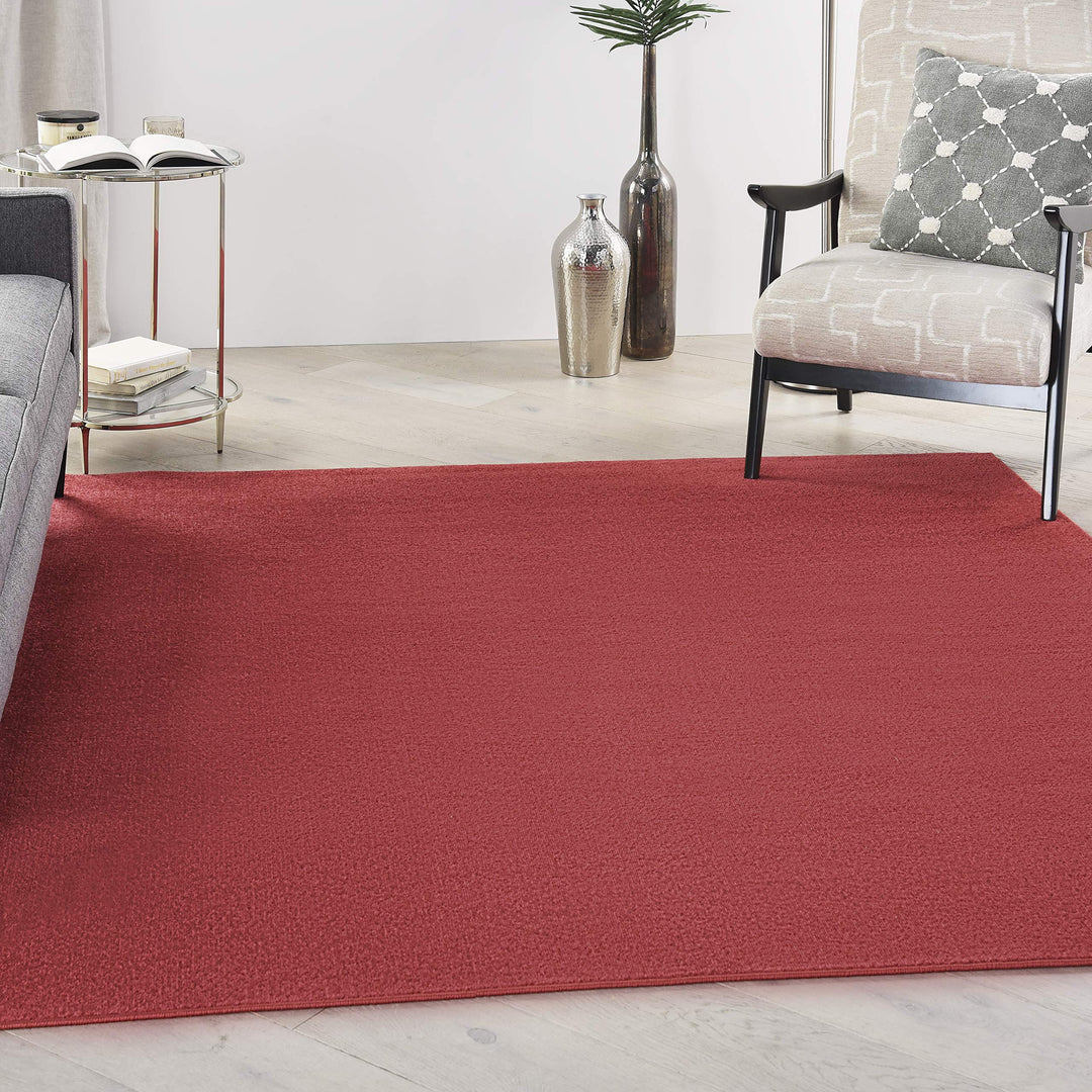 Nourison Essentials Indoor/Outdoor Brick Red 5' x Square Area Rug Easy 5' Square - Red