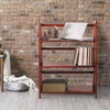 Mahogany Wide Folding Bookcase Collapsible Book Case 3 Shelf Fold Up Wooden