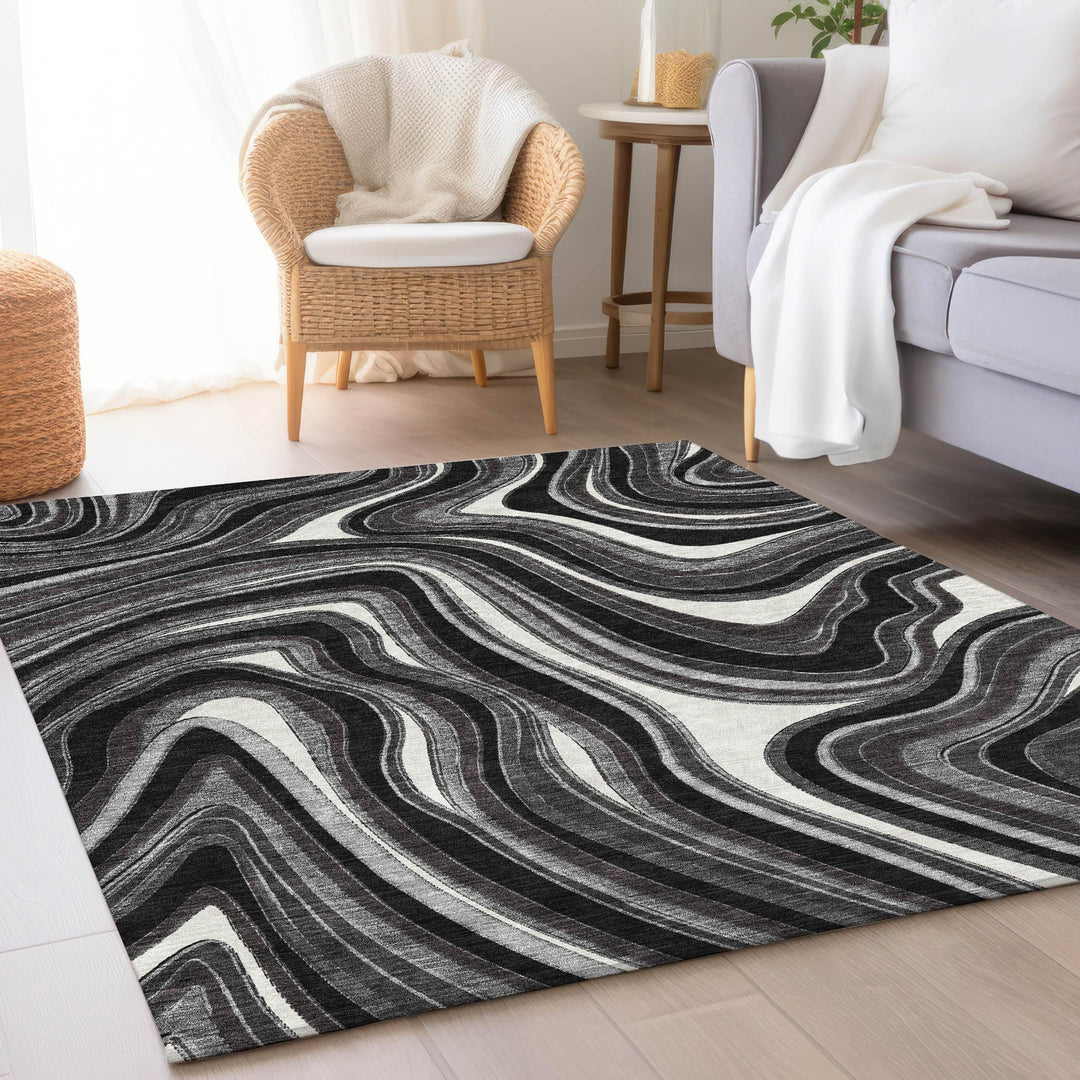 Machine Washable Indoor/ Outdoor Chantille Contemporary Abstract Rug