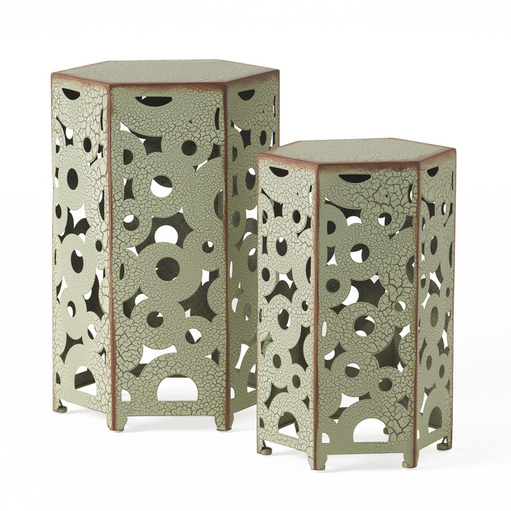 Christopher Knight Home Parrish Iron Accent Tables 2-Pcs Set Antique Green