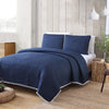 Solid Navy Blue Pom Quilt Set Full/Queen Pom Pom Trim Bedding Medallion Navy - Queen/Full - Queen/Full