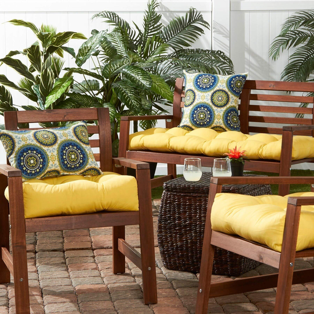 Driftwood Yellow 20-inch Outdoor Chair Cushion Solid Transitional Polyester Fade