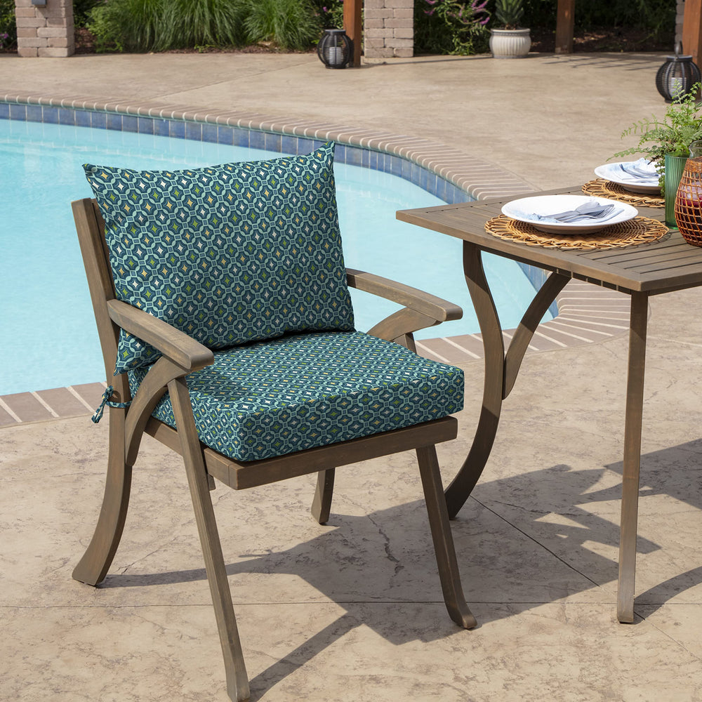 Arden Selections Outdoor Dining Chair Cushion 21 x 21 Rain-Proof Fade Alana Tile - Diamond Home USA