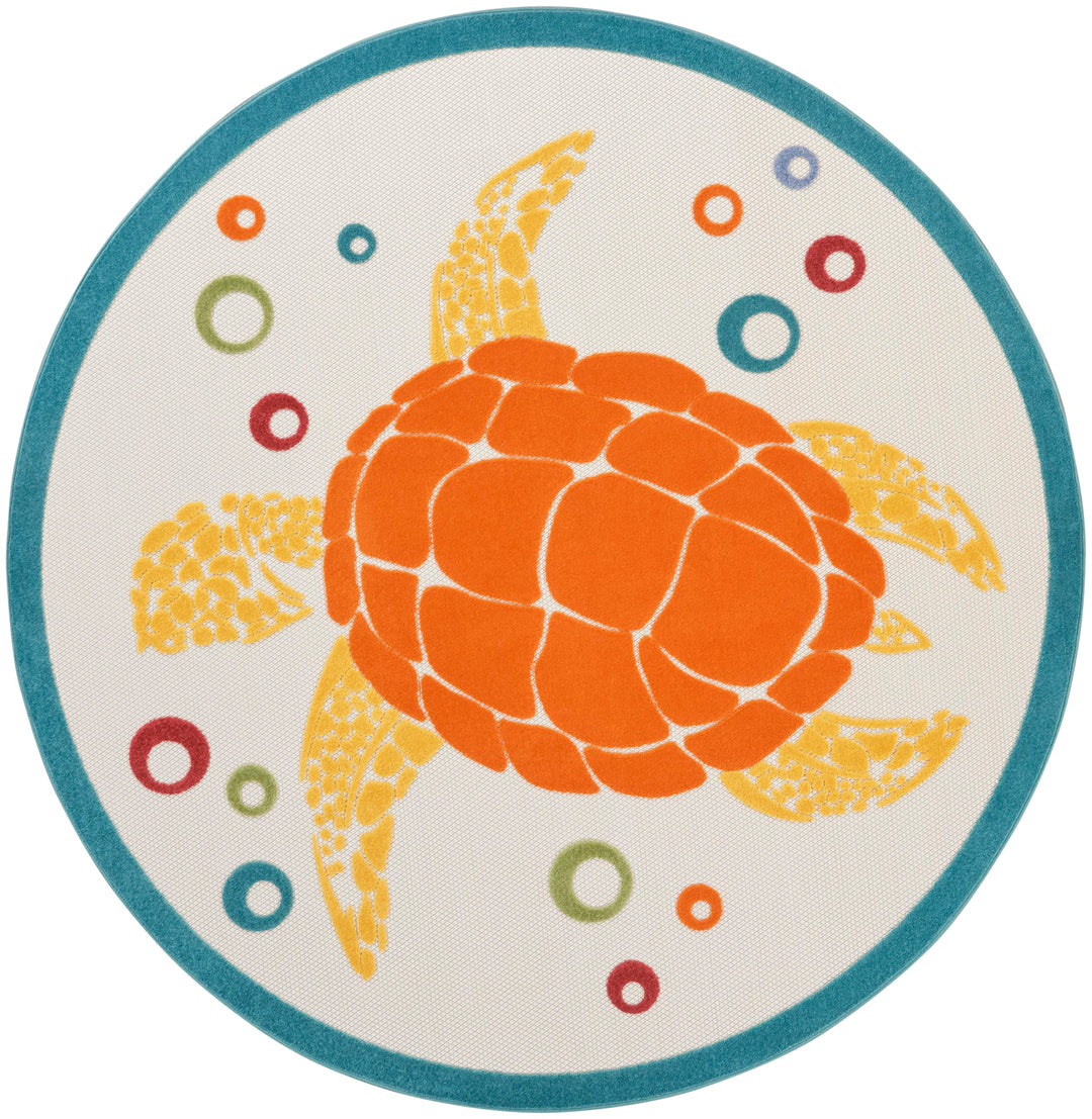 Nourison Aloha Indoor Outdoor Coastal Sea Turtles & Beach Area Rug