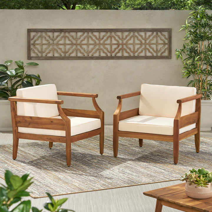 Christopher Knight Home Daisy Outdoor Club Chair with Cushion (Set of 2) Teak