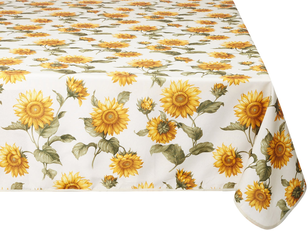 Violet Linen Classic Euro Sunflower Tablecloth with Large Sunflowers Design 60" X 102"