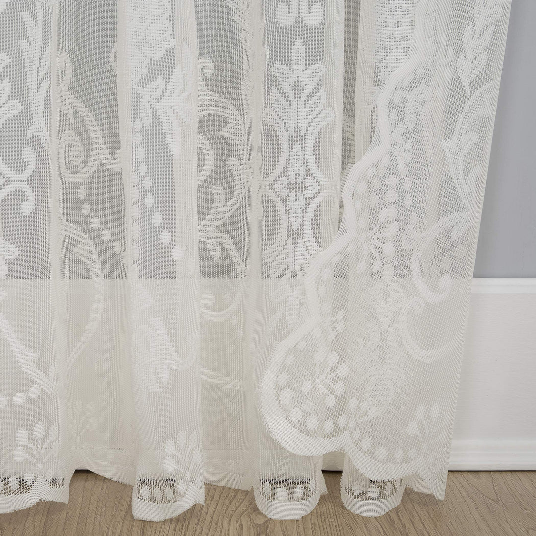 No. 918 Ariella Floral Lace Sheer Rod Pocket 1-Piece Curtain Panel, Single Panel