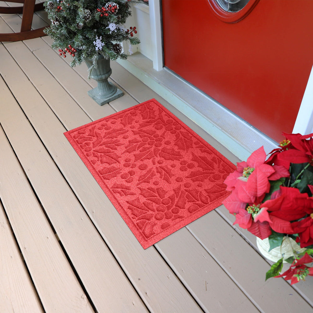 20"x30" Indoor/Outdoor Door Mat Red Traditional Rectangle Polyester All-Weather - Diamond Home USA