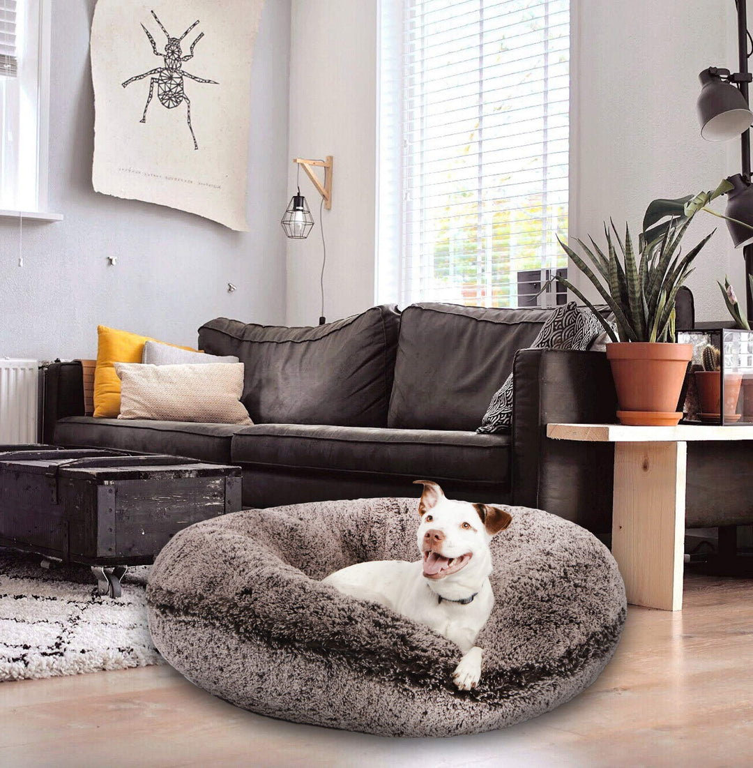 Bessie + Barnie Pet Bed Mat - Faux Fur Bagel Dog Bed - Extra Plush Waterproof