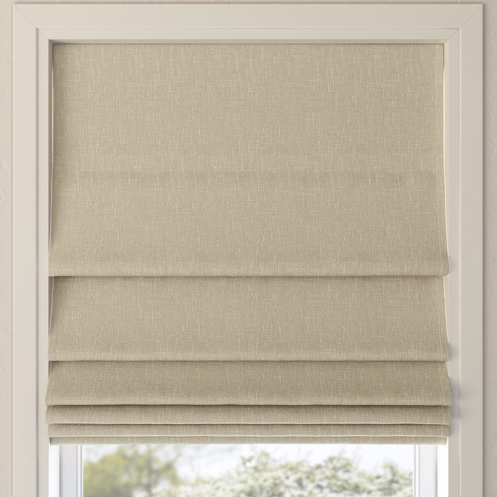 Sun Zero Preble Textured Total Blackout Cordless Roman Shade 35" x 64" Beige 35 x 64 - Beige