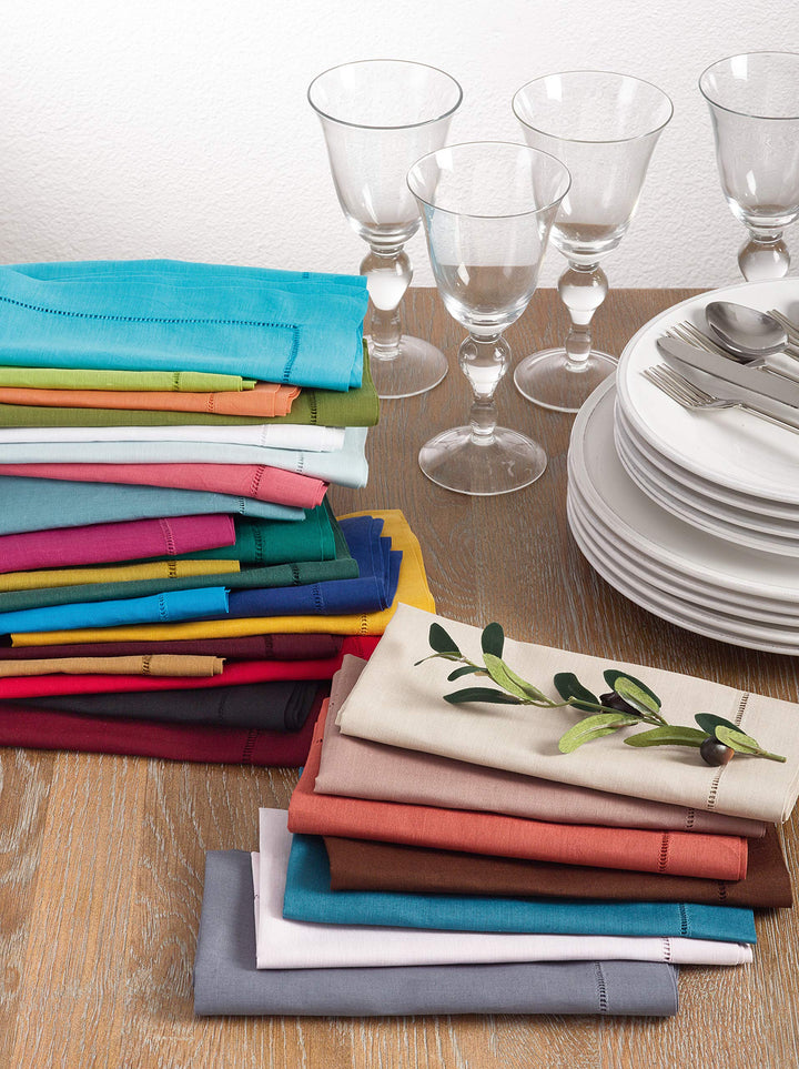 Hemstitched Linen Dinner Napkins (Set of 4)