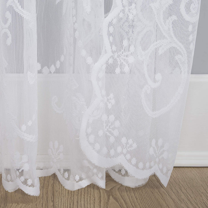 No. 918 Ariella Floral Lace Sheer Rod Pocket 1-Piece Curtain Panel, Single Panel