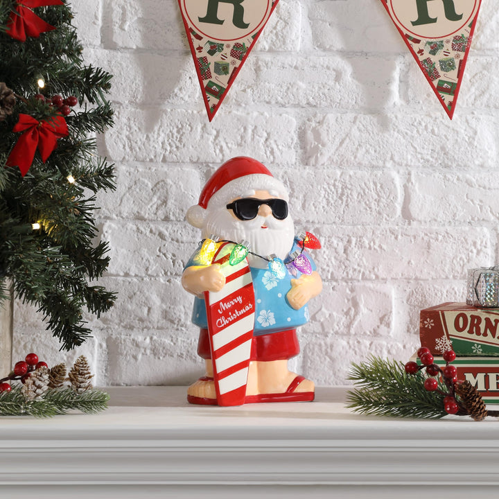 10" Ceramic Beach Santa Red