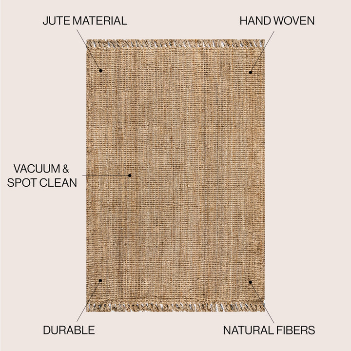 JONATHAN Y Maras Hand Woven Chunky Jute with Fringe Area Rug