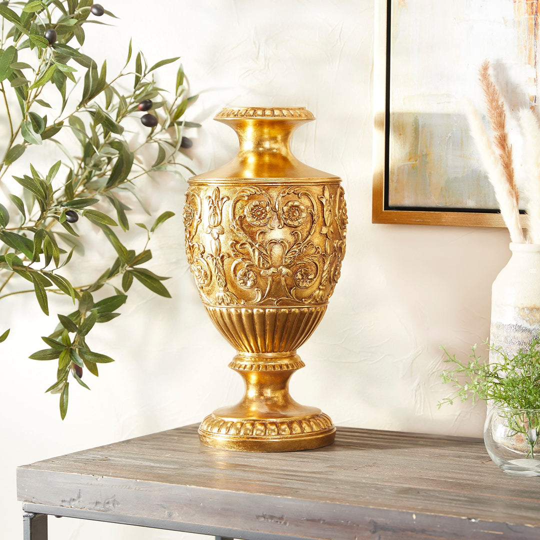 Gold Polystone Traditional Vase Polyresin